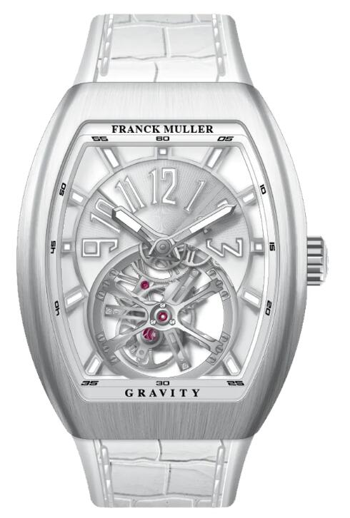 Best FRANCK MULLER Vanguard Gravity Tourbillon Brushed Stainless Steel - White V 41 T GRAVITY CS (BC) (BR) (AC) (BLC BLC ACBR) Replica Watch